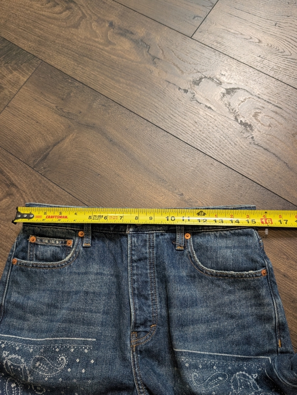 Lucky Legend Lucky Brand Drew Mom High Rise Taper Jeans Bandana Detailing Size 8 - Picture 8 of 10